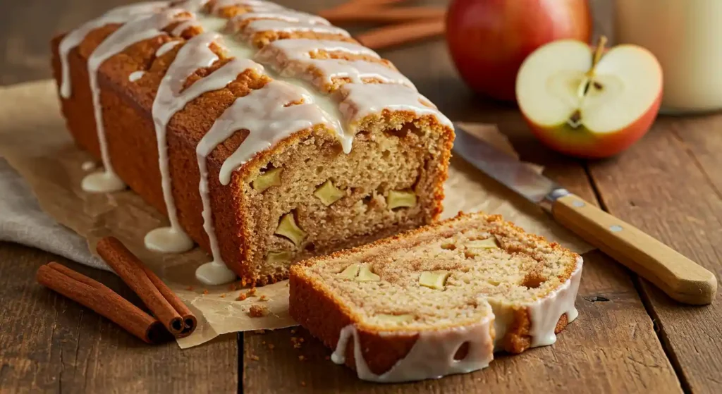 Freshly Baked Country Apple Fritter Bread with Cinnamon Glaze