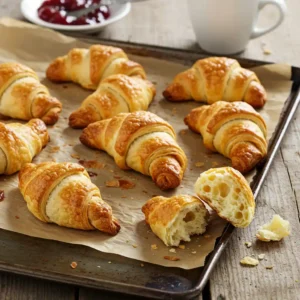 Flaky Swiss Gipfeli Croissants Just Out of the Oven