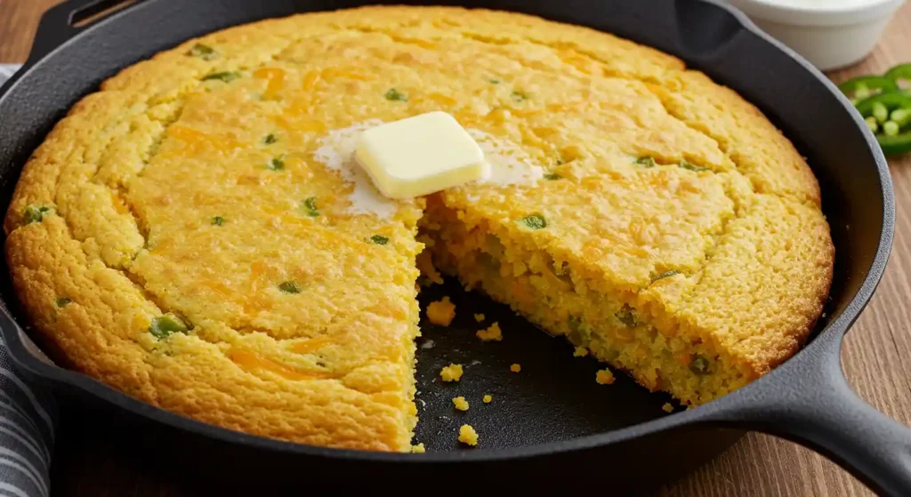 Freshly Baked Jiffy Mexican Cornbread with a Golden Crust