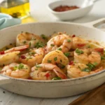 Delicious Garlic Shrimp on a Plate with Fresh Herbs