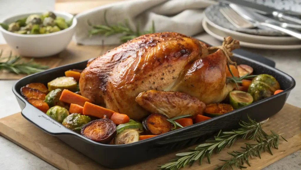 Golden-Brown Turkey Roasting in a Convection Oven