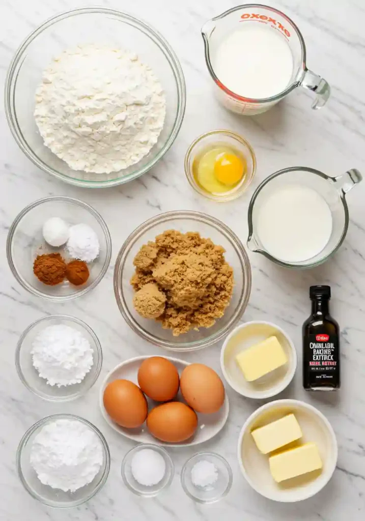 Fresh Ingredients for Homemade Cinnamon Roll Coffee Cake Recipe