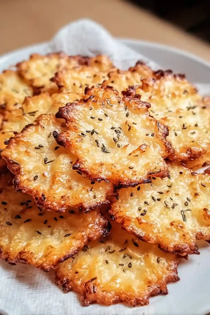 Freshly baked cottage cheese crackers with golden brown edges cooling on wire rack with steam rising