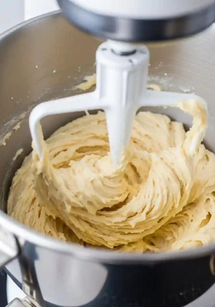 Light and Fluffy Butter-Sugar Mixture in Stand Mixer for Cookie Dough
