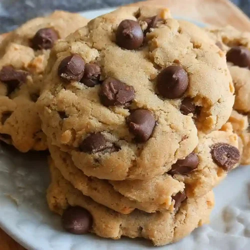 Delicious peanut butter chocolate chip cookies on a plate