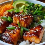 Homemade Teriyaki Salmon Rice Bowl Ready to Serve