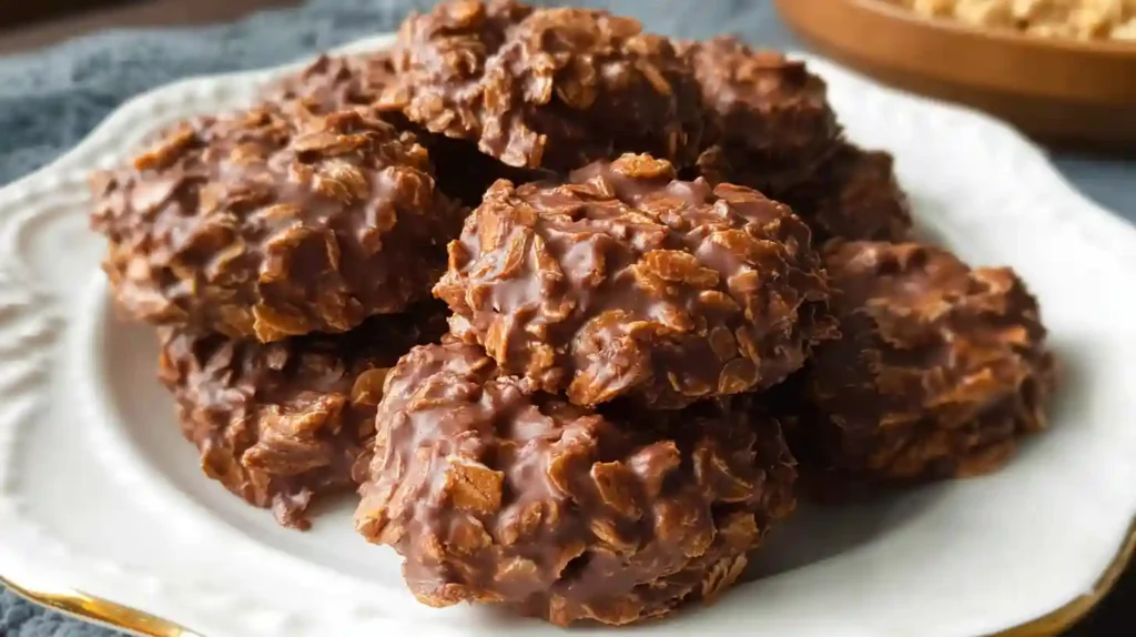 Delicious homemade Chocolate Peanut Butter No-Bake Cookies arranged on a cooling rack