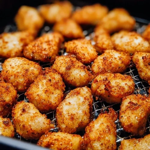 Crispy air fryer boneless chicken bites served with dipping sauce