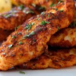 Healthy Air Fryer chicken tenders without breading served in a bowl