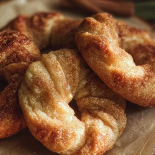 Baked apple pie rings showcasing golden-brown crust and delicious apple filling.
