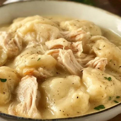 Delicious Cracker Barrel Chicken and Dumplings served in a bowl