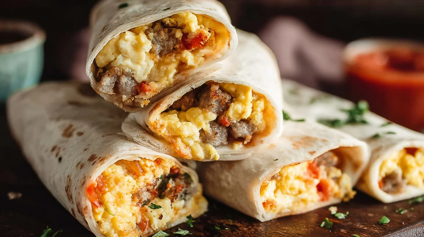 Easy freezer breakfast burritos ready for a quick meal
