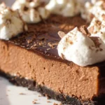 Delicious slice of hot chocolate cheesecake topped with whipped cream
