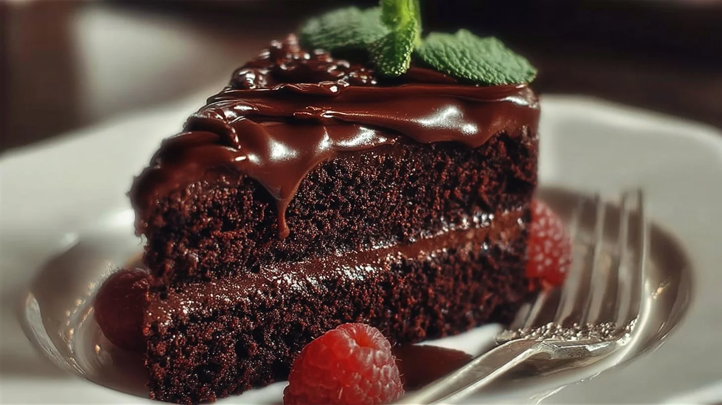 Decadent Midnight Fudge Cake with chocolate frosting and a rich texture