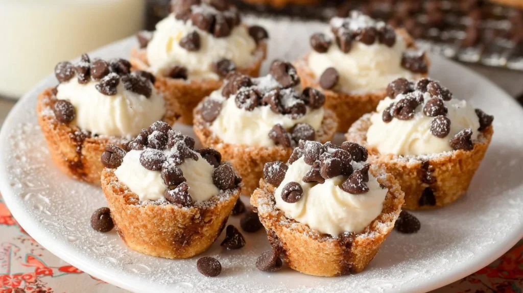 Delicious mini cannoli cups filled with creamy ricotta and chocolate