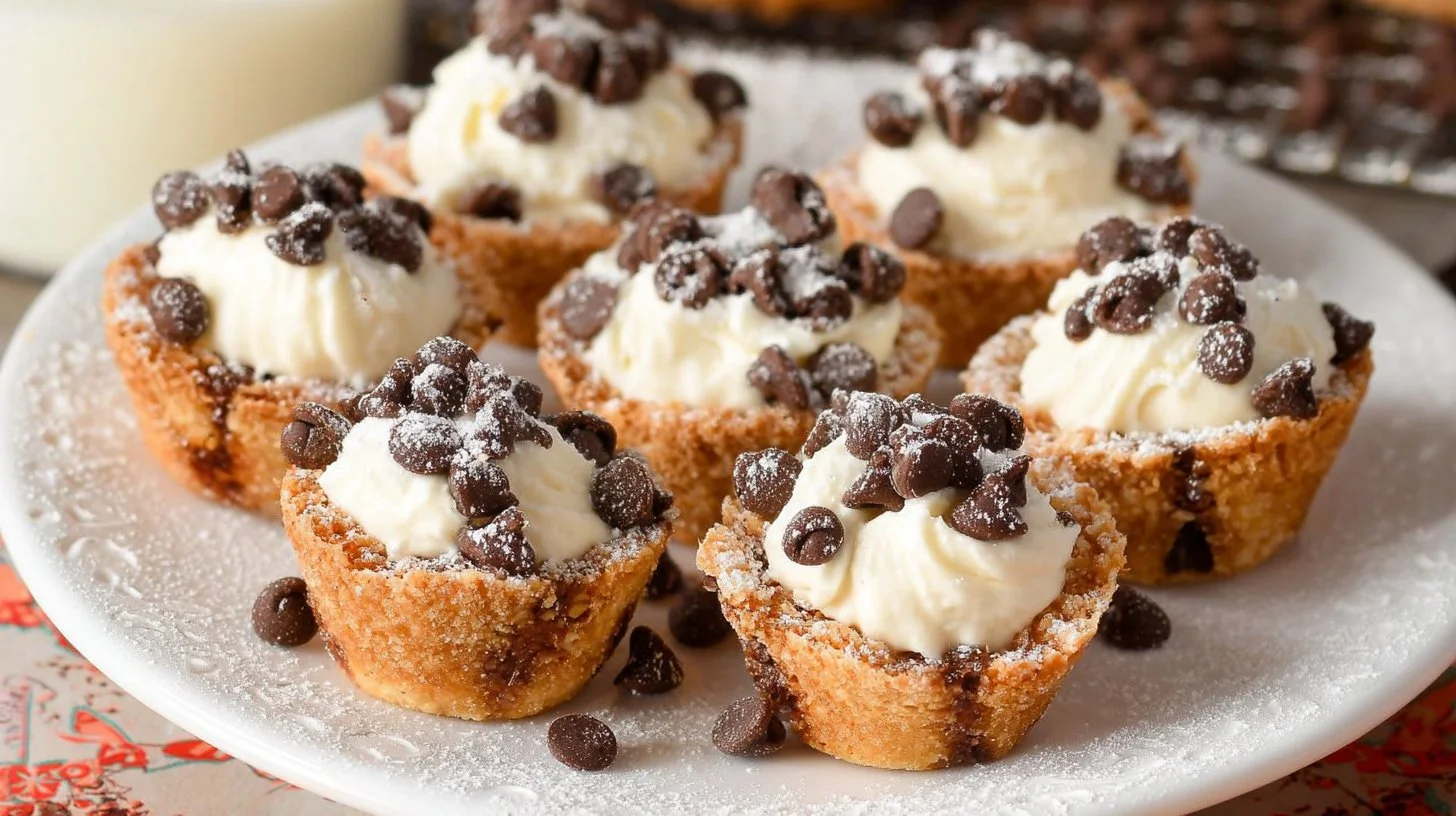 Delicious mini cannoli cups filled with creamy ricotta and chocolate