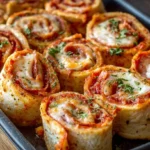 Delicious pepperoni pizza roll-ups fresh from the oven