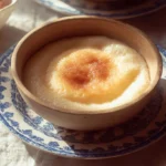 Bowl of delicious sour cream porridge topped with fresh fruits
