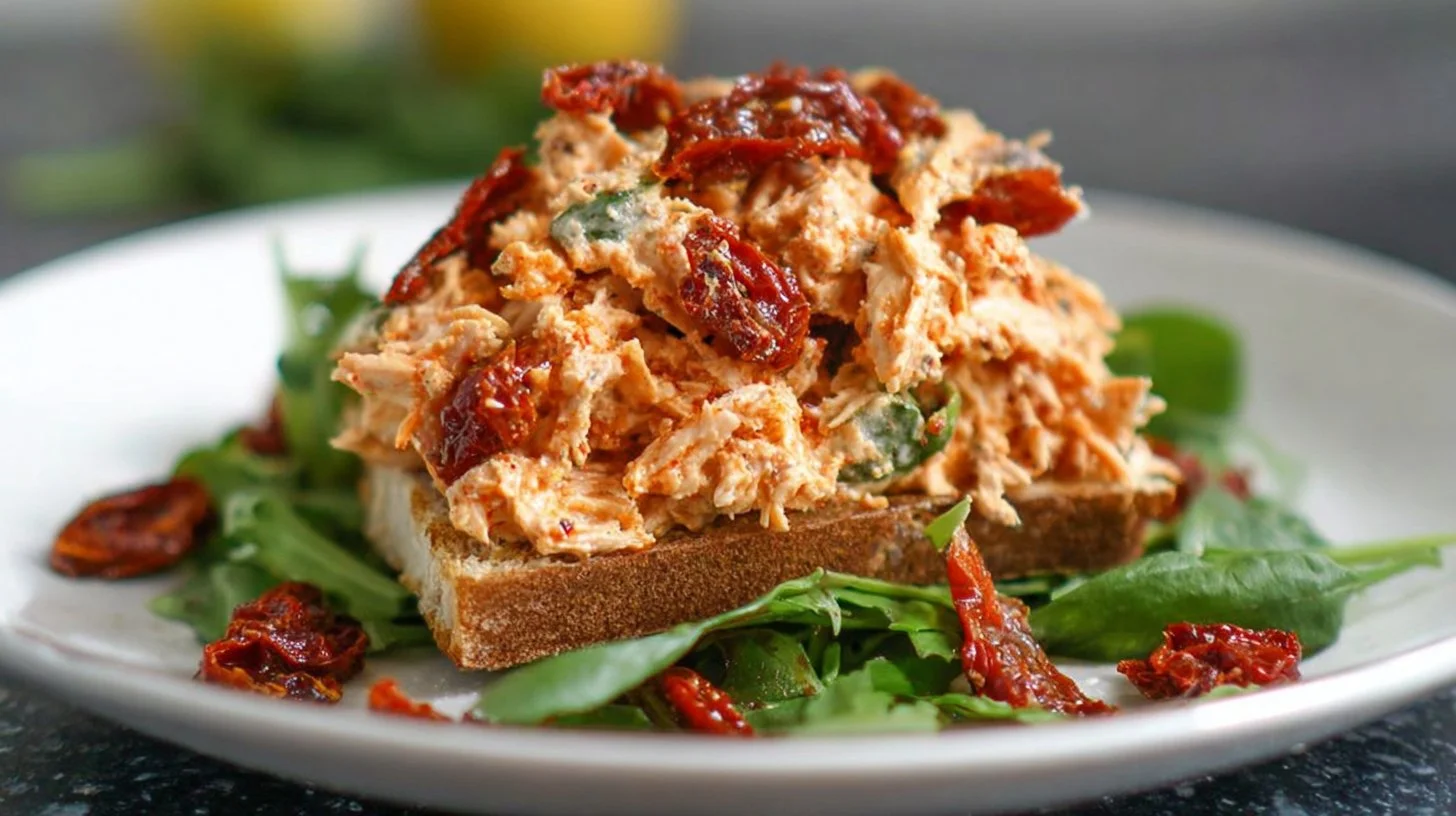 Sun Dried Tomato Chicken Salad with fresh ingredients and vibrant colors