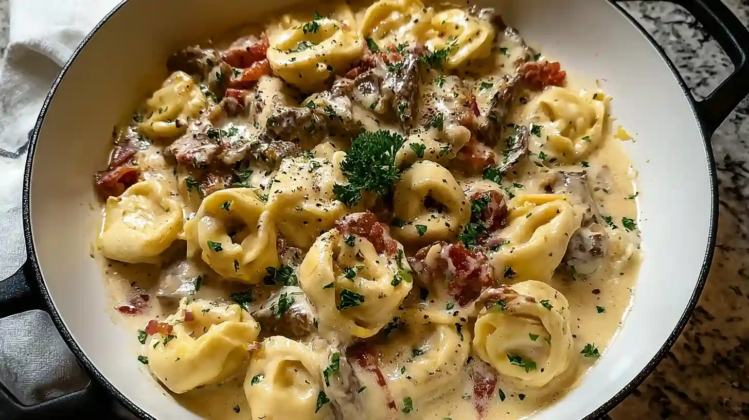 Cheesesteak Tortellini in Creamy Provolone Sauce