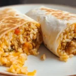 Cheesy Ground Chicken and Rice Burritos