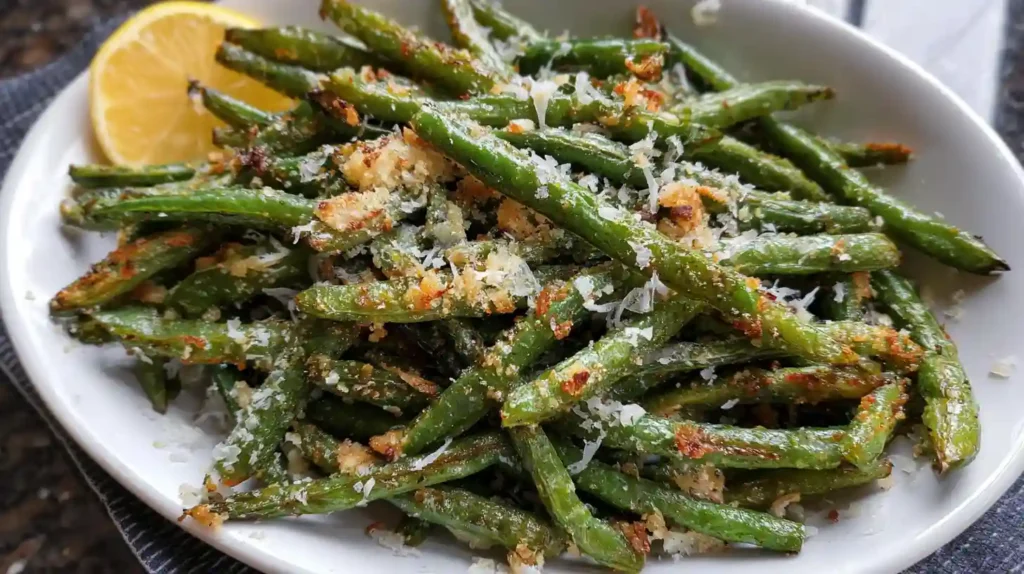Crispy Garlic Parmesan Roasted Green Beans Recipe