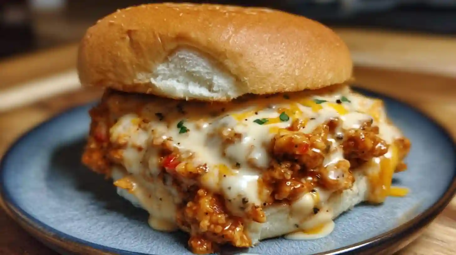 Cajun Chicken Sloppy Joes with Creamy Cheese Sauce