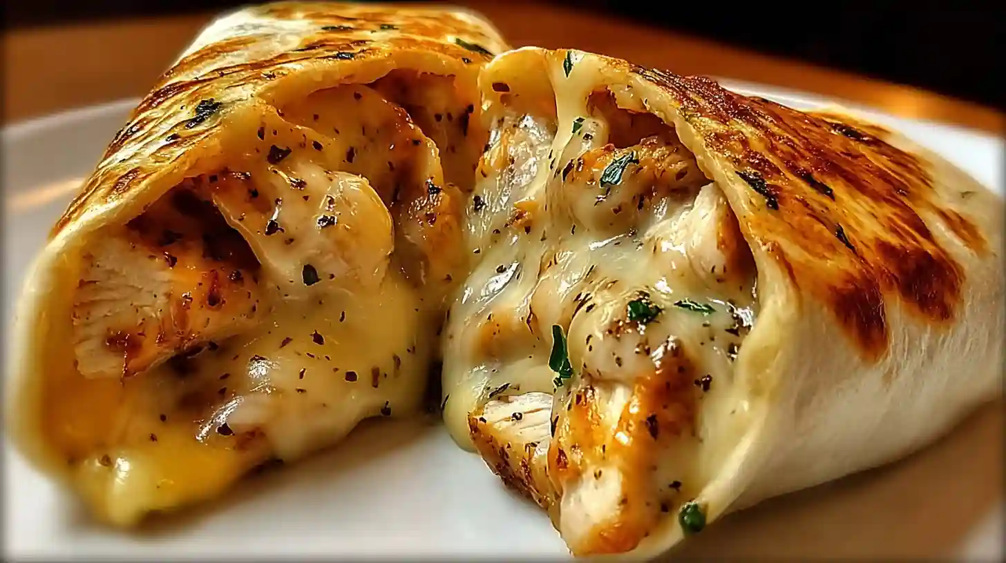 Cheesy Garlic Chicken Wraps