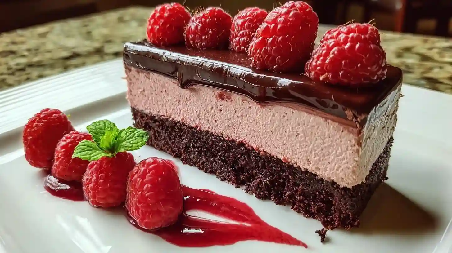 Dark Chocolate Raspberry Mousse Cake