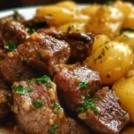 Garlic Butter Beef Bites & Potatoes