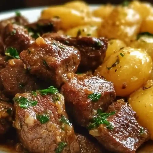 Garlic Butter Beef Bites & Potatoes