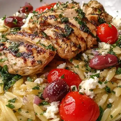 High Protein Mediterranean Chicken Orzo