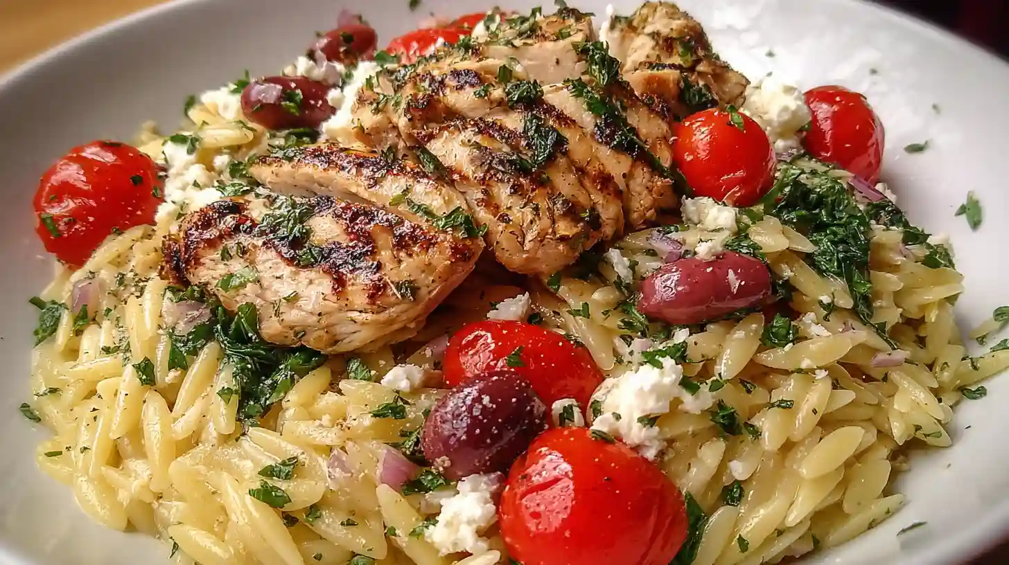 High Protein Mediterranean Chicken Orzo