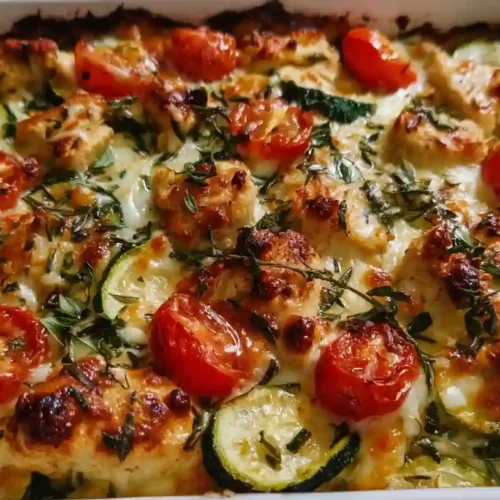 Mediterranean Chicken Zucchini Bake
