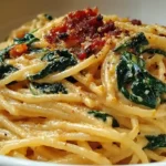 Spaghetti & Spinach with Sun-Dried Tomato Cream Sauce