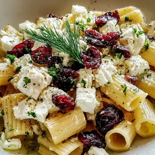 Feta & Cranberry Rigatoni Salad with Lemon Vinaigrette