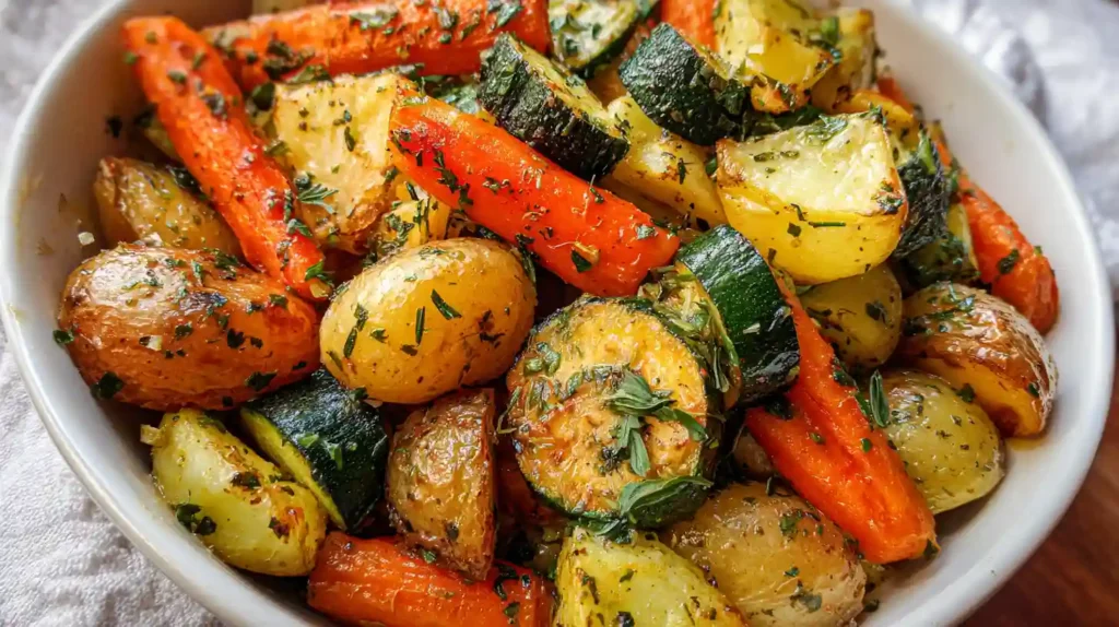 Garlic Herb Roasted Potatoes Carrots and Zucchini