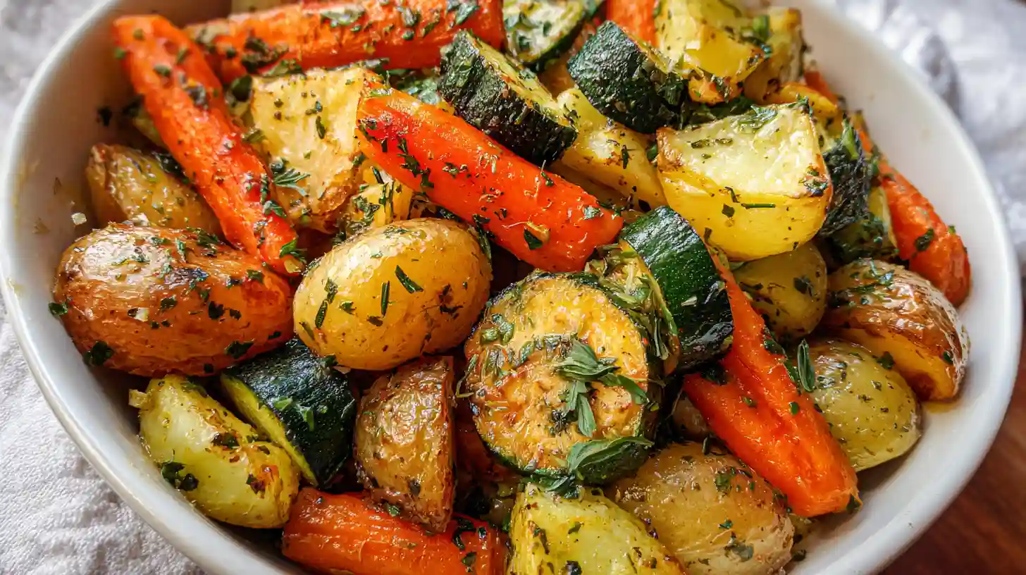 Garlic Herb Roasted Potatoes Carrots and Zucchini