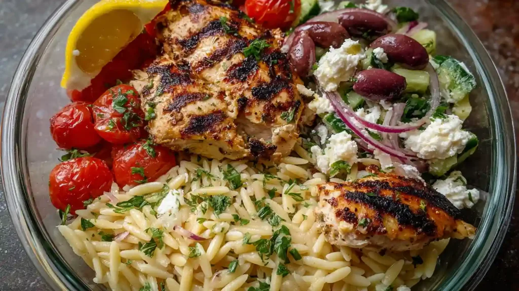 Greek Chicken Power Bowls with Lemon Orzo