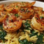 Lemon Garlic Shrimp with Spinach Orzo