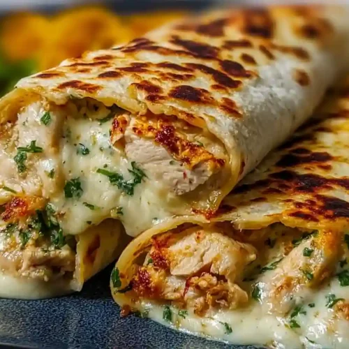 Low Carb Cheesy Garlic Chicken Wraps