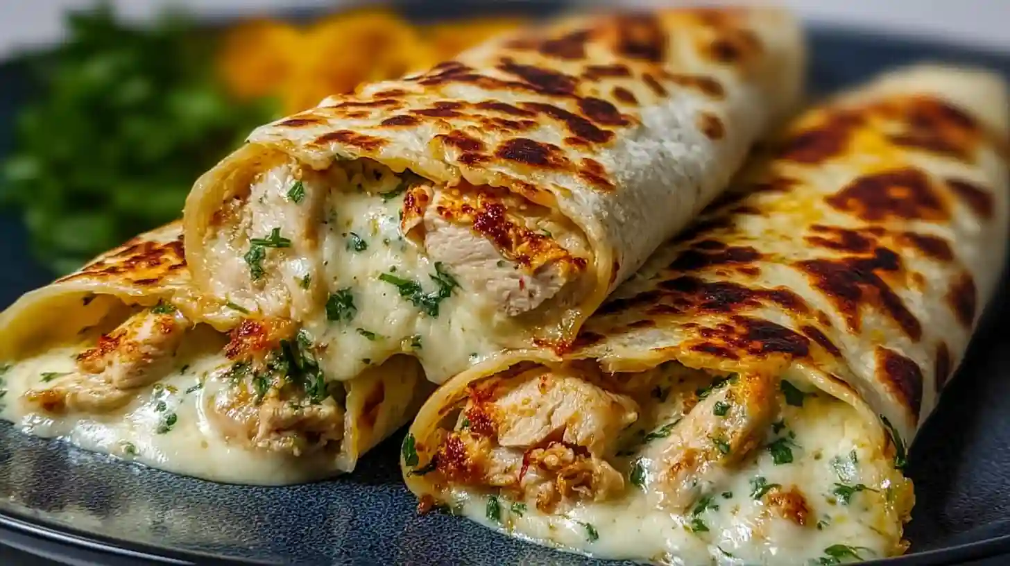 Low Carb Cheesy Garlic Chicken Wraps