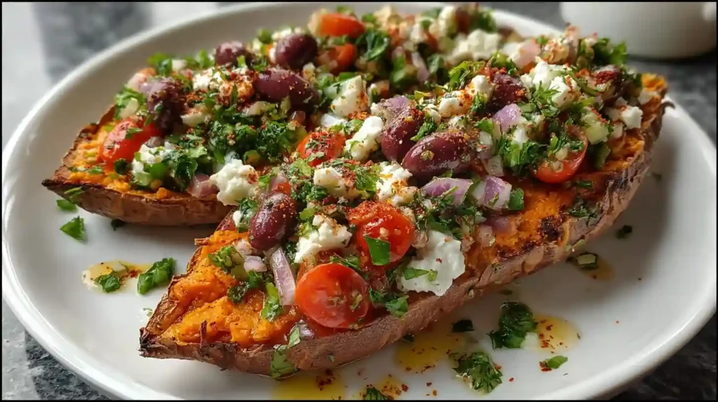 Mediterranean Stuffed Sweet Potatoes