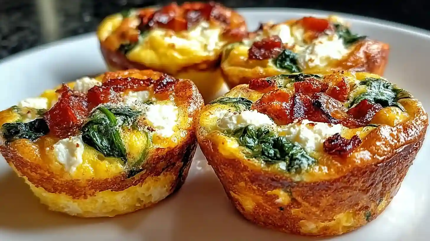 Spinach, Feta, and Sun-Dried Tomato Egg Muffins Delight