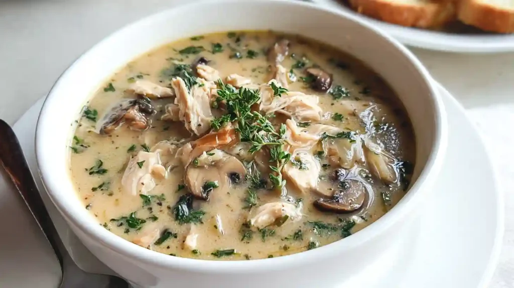 Comforting Rotisserie Chicken and Mushroom Soup