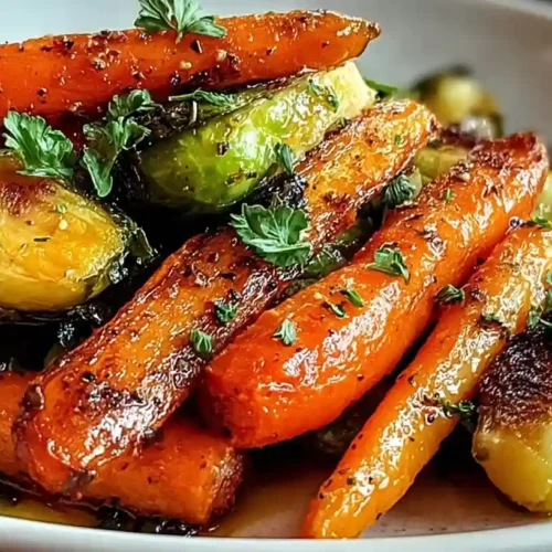 Crispy Maple Glazed Carrots and Brussel Sprouts