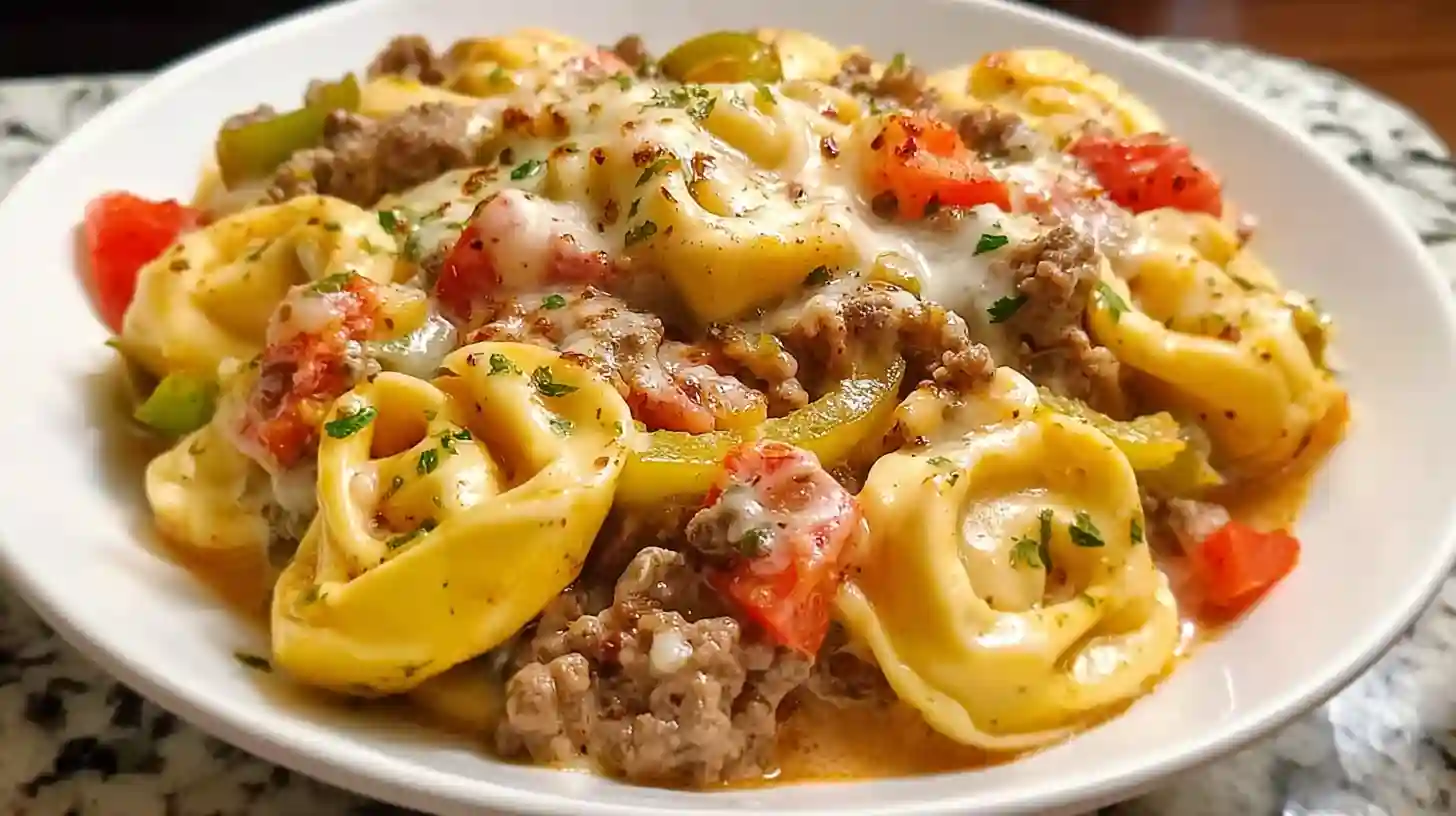 Crock Pot Cheesesteak Tortellini Recipe