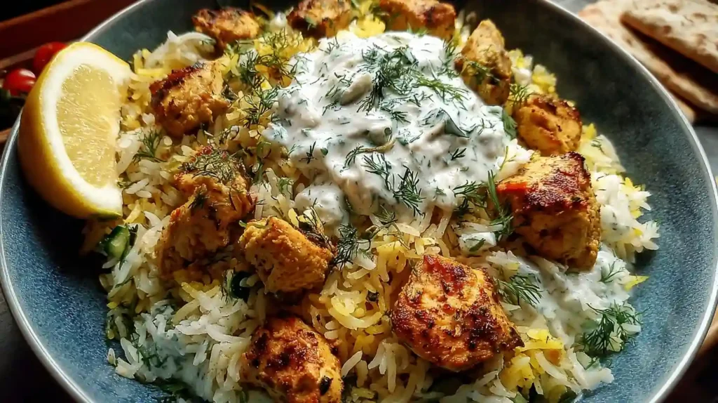 Dump And Bake Chicken Tzatziki Rice