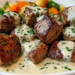 Garlic Butter Steak Bites with a Rich Parmesan Cream Sauce