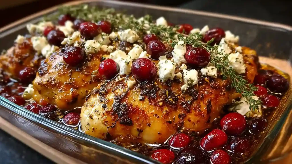 Honey Cranberry Chicken Bake with Feta Cheese